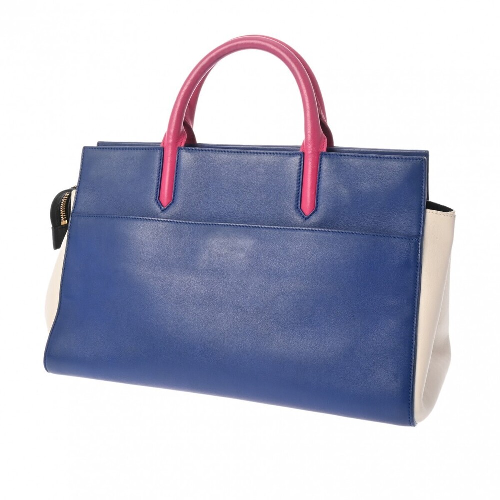 SAINT LAURENT Cavalieve Gauche Blue Pink White Leather Handbag - Picture 2 of 11